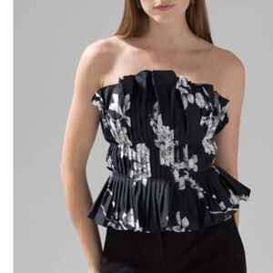 White House Black Market Strapless Pleated Blouse NWOT